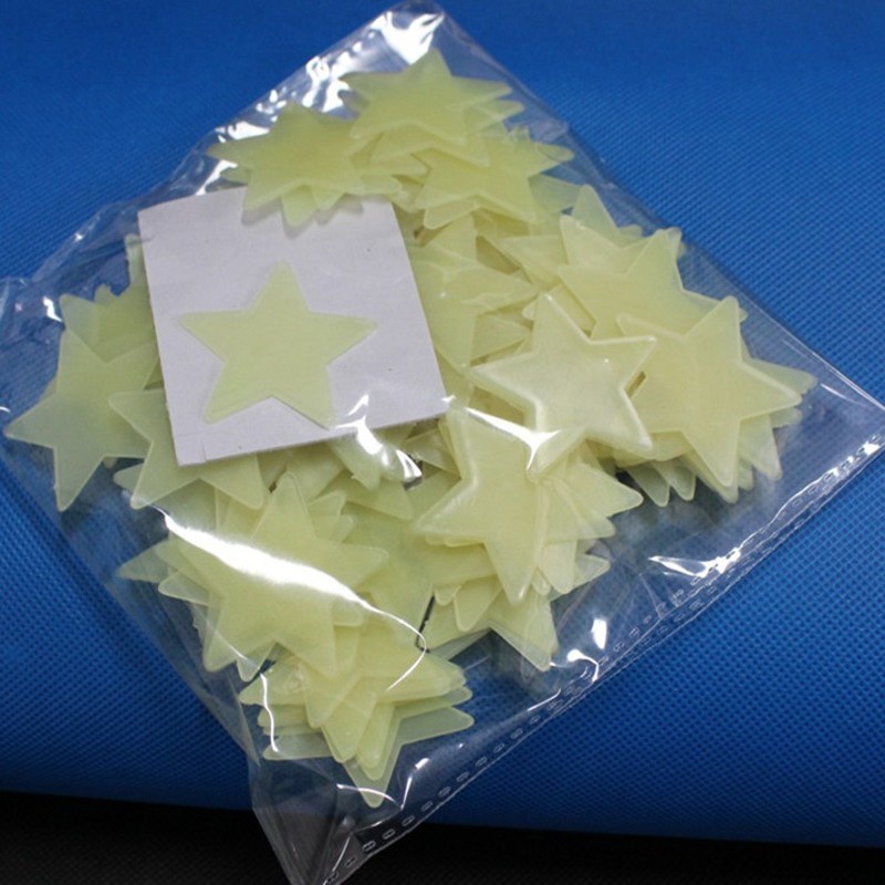 100-piece Star Fluorescent Glow In the dark Wall Stickers for Kids Room living room Decal